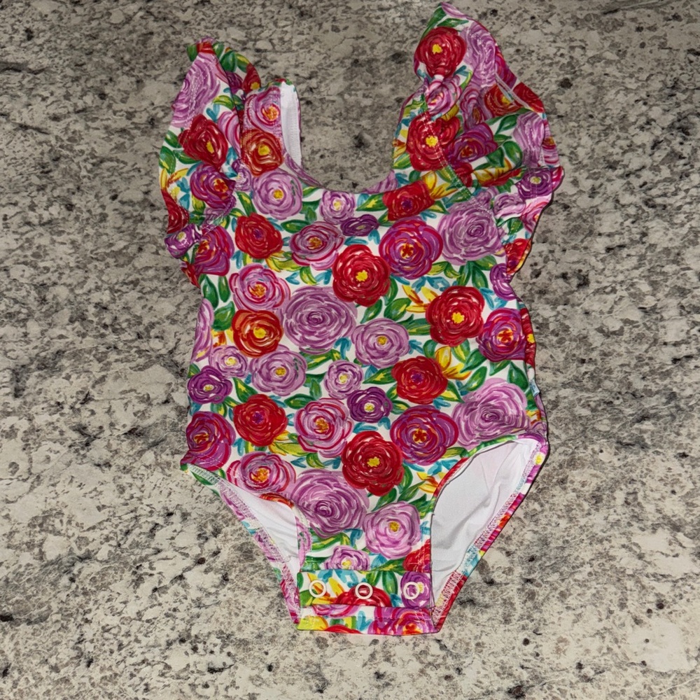 Posh Peanut Floral Little Girls One piece bathing suit- perfect for summer!